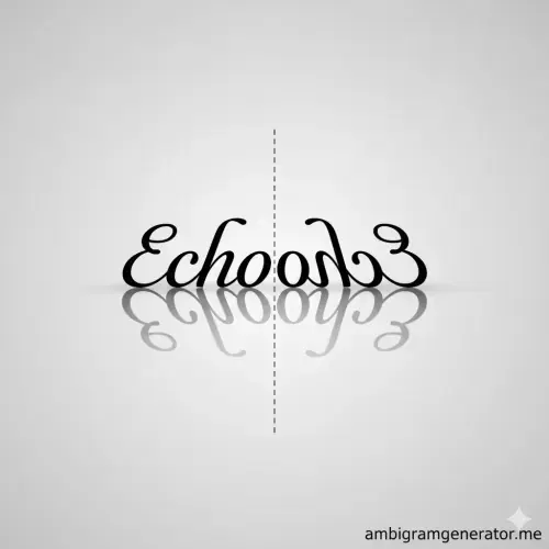 Reflective Ambigram example for the word Symmetry, readable both upright and when flipped